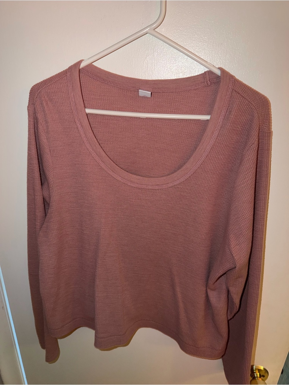 Old Navy Waffle Knit Scoop Neck Long Sleeve Top - Dusty Rose
